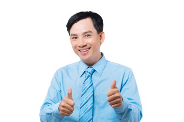 Başparmak-up gösteren Vietnam Yöneticisi