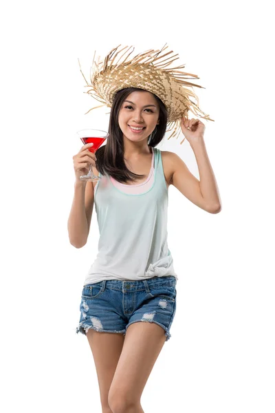 Girl with cocktail — Stock Photo, Image