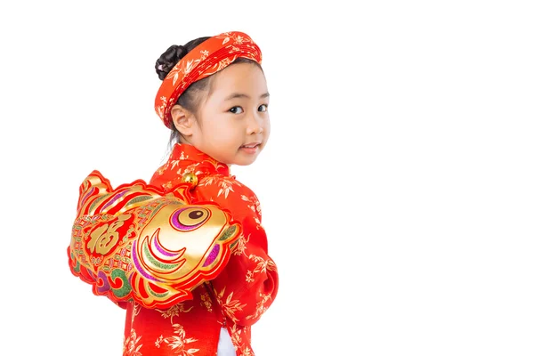 Girl with Tet decoration — Stock Photo, Image