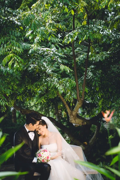 Happy bride and groom — Stock Photo, Image