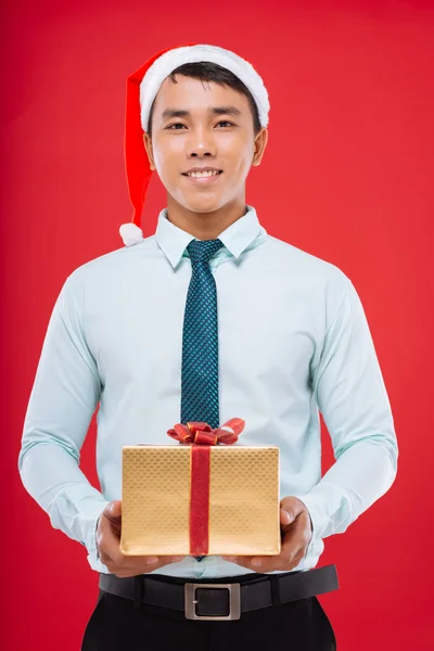 Businessman in Santa hat — Stock Photo, Image