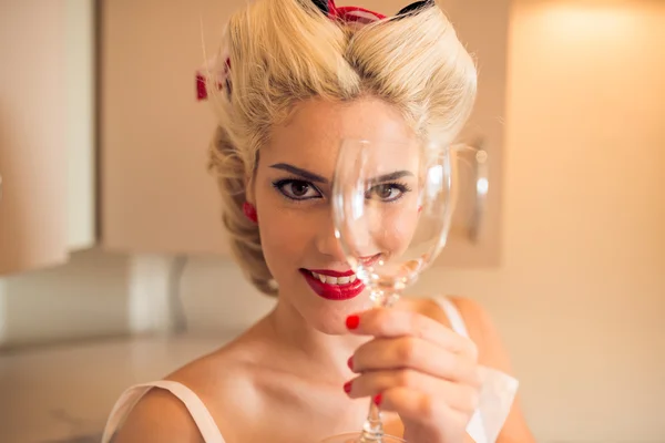 Woman with wineglass — Stock Photo, Image