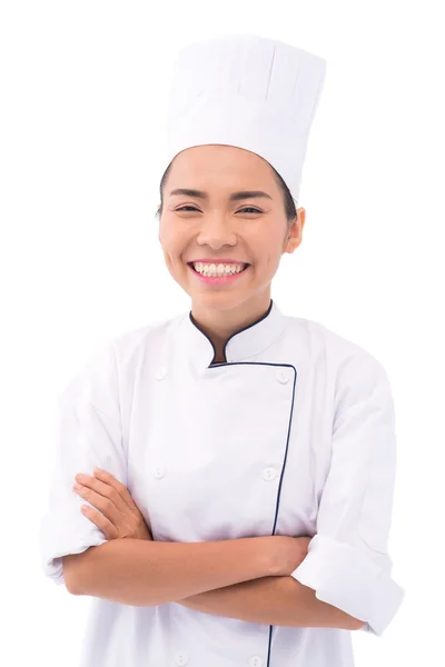 Chef alegre con brazo cruzado — Foto de Stock