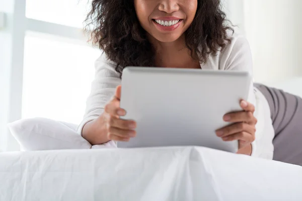 Woman watching funny video — Stock Photo, Image