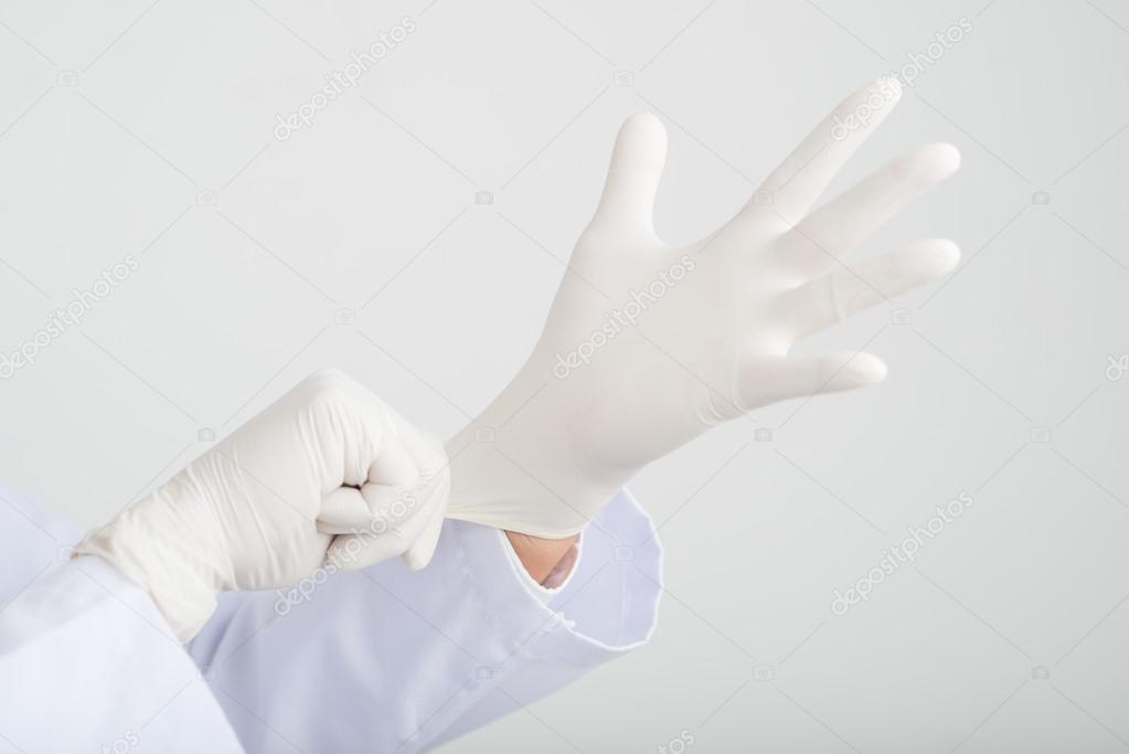 surgeon Wearing rubber gloves