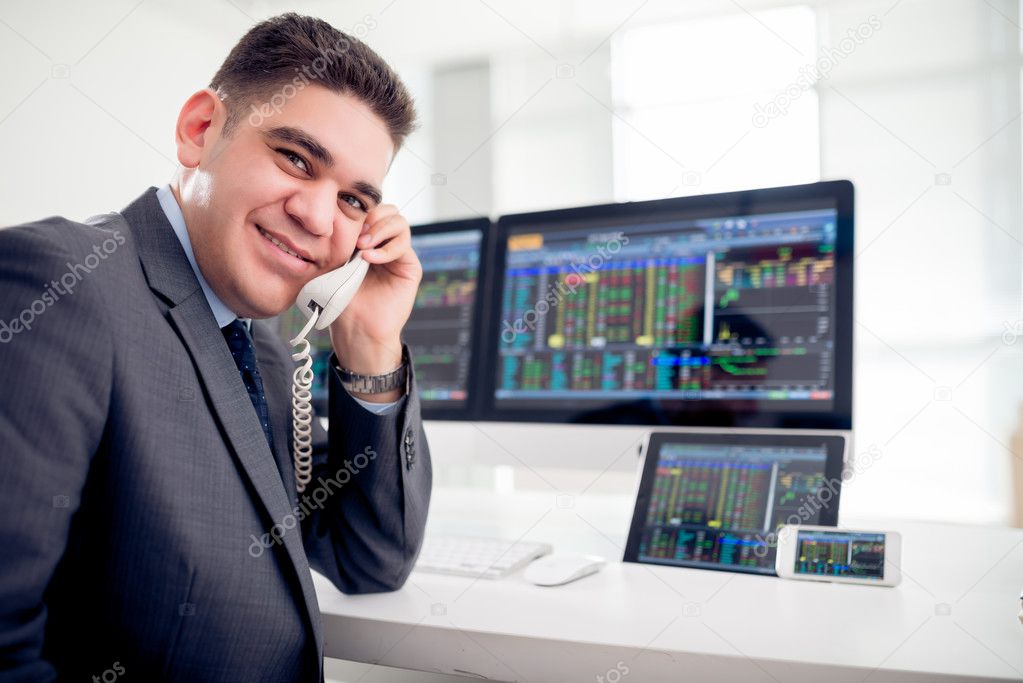 Businessman with financial data