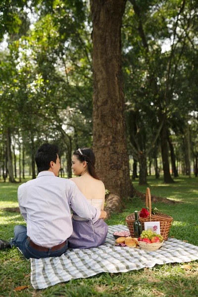 Människor på picknick i parken — Stockfoto