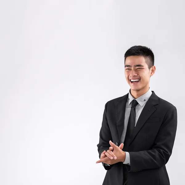 Businessman in suit applauding — Stock Photo, Image