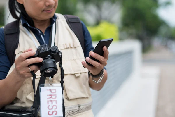 Fotógrafo de mensajes de texto — Foto de Stock