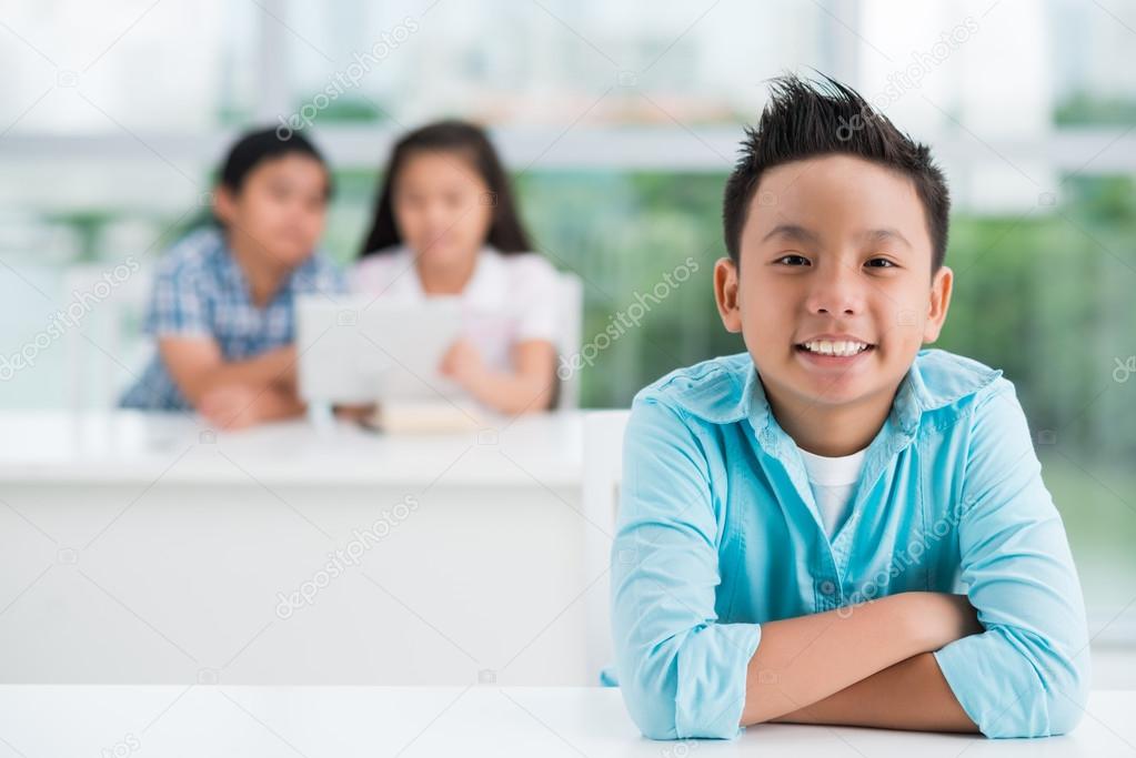 Asian boy in classroom
