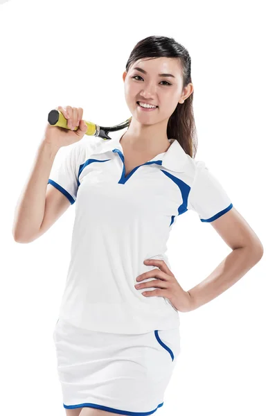 Tenis raketli kadın. — Stok fotoğraf