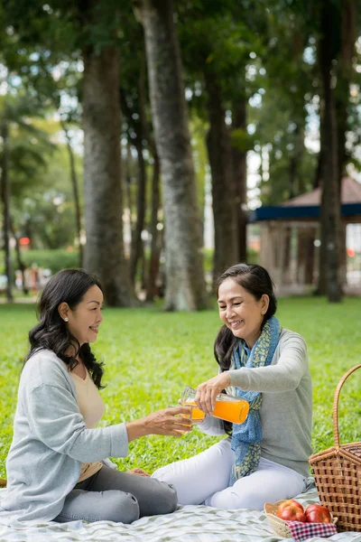 Friends drinking juice — Stock Photo, Image