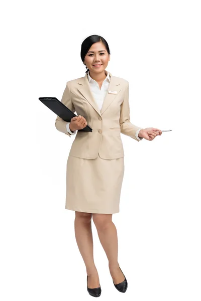 Obchodní lady drží prezentace — Stock fotografie