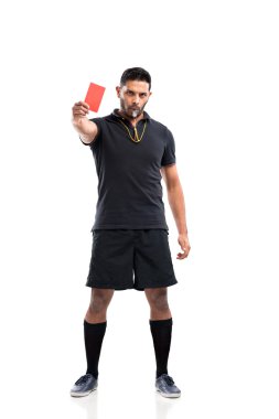 Referee with red card clipart