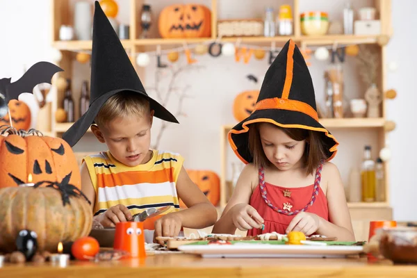 Boy and girl in witch hats — Stock Photo, Image