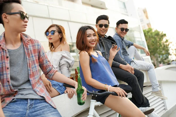 Asian teenagers in street — Stock Photo, Image