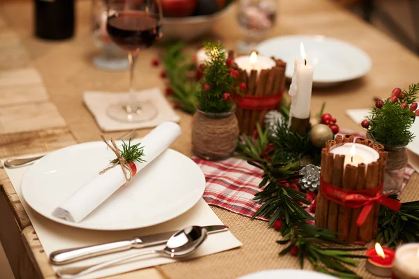 Decoração de mesa de Natal — Fotografia de Stock