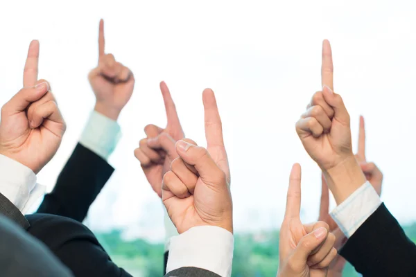 Business people pointing up — Stock Photo, Image