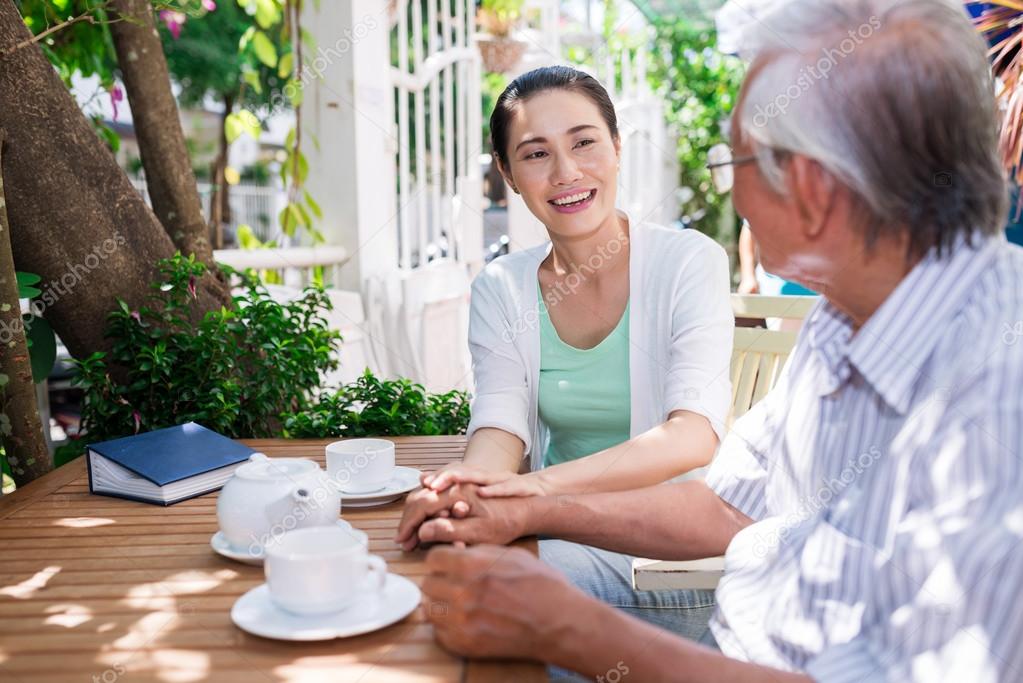 woman Talking to dad