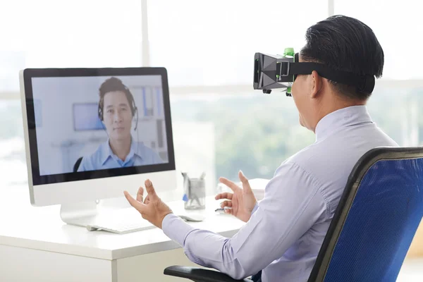 Businessman having video call — Stock Photo, Image