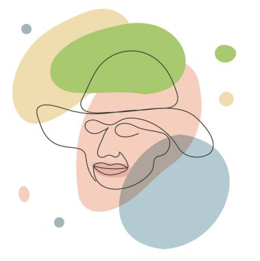 Çizgili sanat şapkalı kız yüzü, benekli.