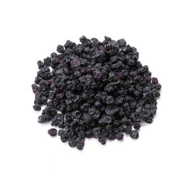 Kurutulmuş yaban mersini. Beyaz arka plan. İzole edilmiş. Yakın plan. Yukarıdan görüntüle.