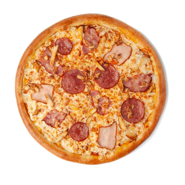 Quatro Pizzas Carne Composição Inclui Quatro Tipos Carne Carbonade Frango — Fotografia de Stock