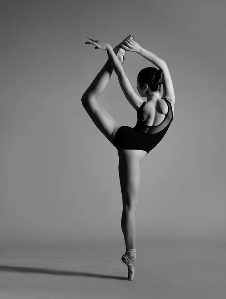 Ballerina Eleganter Pose Schwarz Weiß Foto — Stockfoto
