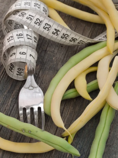 Gelbe und grüne Bohnen — Stockfoto