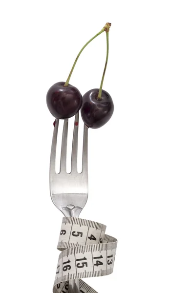 Cherries on the fork — Stock Photo, Image