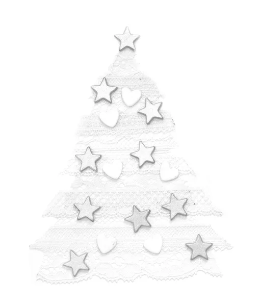 Rendas brancas árvore de Natal — Fotografia de Stock