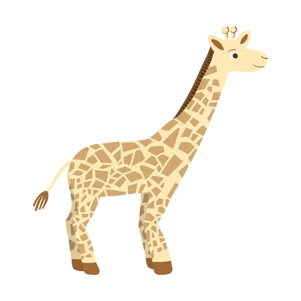 Baby Giraff Vektor Platt Illustration Söt Djur Design — Stock vektor