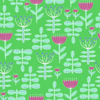 Güzel renkli çiçekler hazır, vektör seamless modeli.