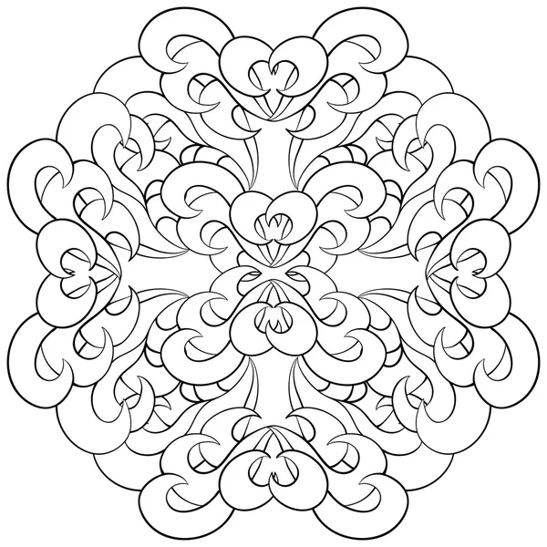 Hermoso vector mandala flor. Monocromo Objeto floral redondo ornamental . — Vector de stock