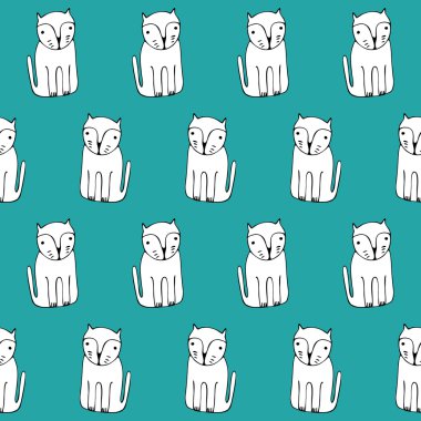 Sevimli kediler. Çizgi film vektör seamless modeli.