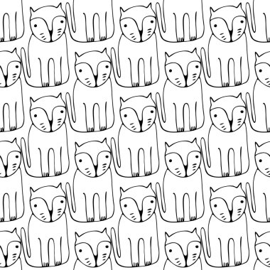 Tek renkli sevimli kediler. Çizgi film vektör seamless modeli.