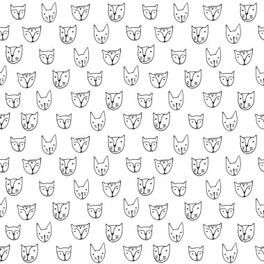 Tek renkli sevimli kediler karşı karşıyadır. Çizgi film vektör seamless modeli.