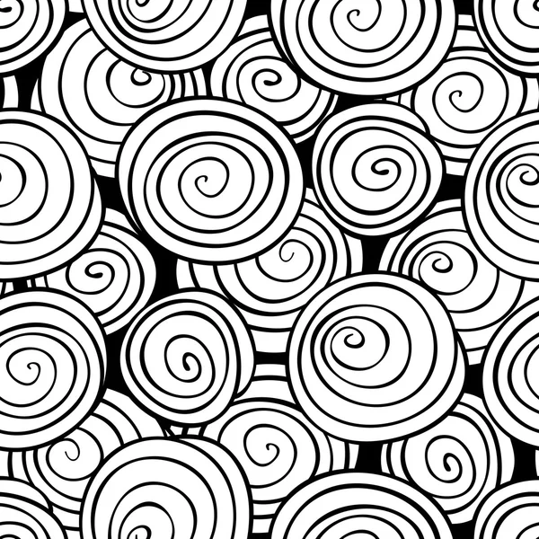 Fondo espiral abstracto. Patrón sin costura vectorial monocromo . — Vector de stock