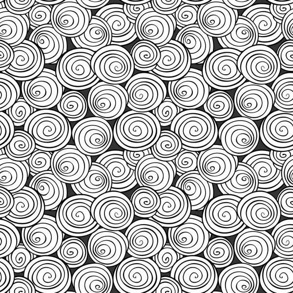 Fondo espiral abstracto. Patrón sin costura vectorial monocromo . — Vector de stock