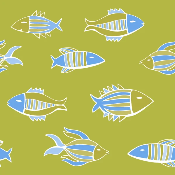 Nice cartoon fishes set. Vector seamless pattern. — Stock Vector