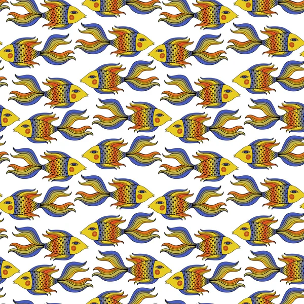 Милые мультяшные рыбки. Векторный бесшовный шаблон . — стоковый вектор