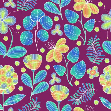 Güzel çiçekler hazır, vektör seamless modeli.