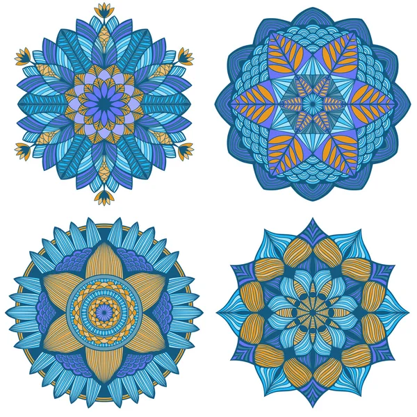 Conjunto de Mandala de vetor colorido agradável. Elementos do círculo geométrico . — Vetor de Stock