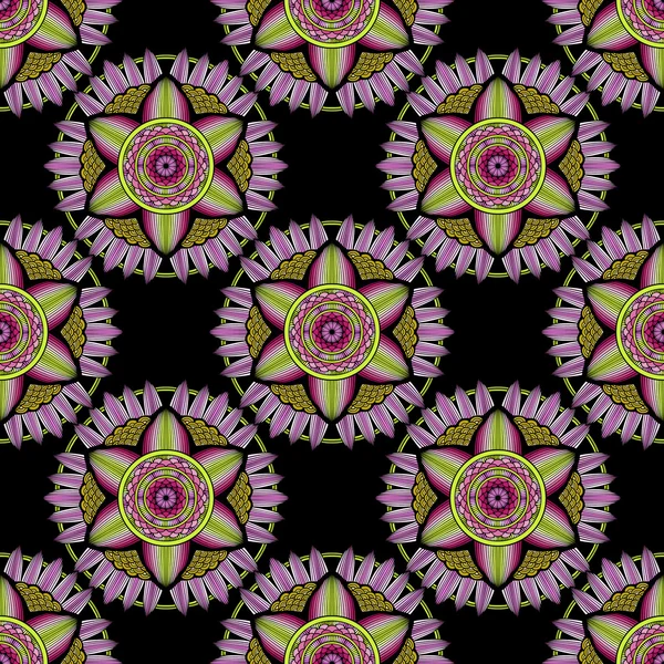 Bonito Mandala colorido. Patrón sin costura vectorial . — Archivo Imágenes Vectoriales