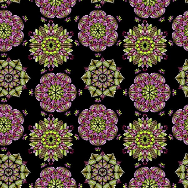 Fina färgglada Mandala. Vector Seamless mönster. — Stock vektor