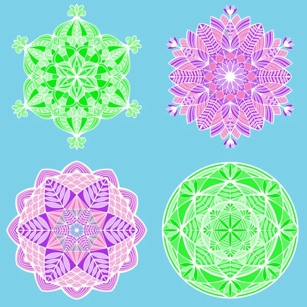 Bonito conjunto colorido Vector Mandala. Elementos geométricos del círculo . — Vector de stock