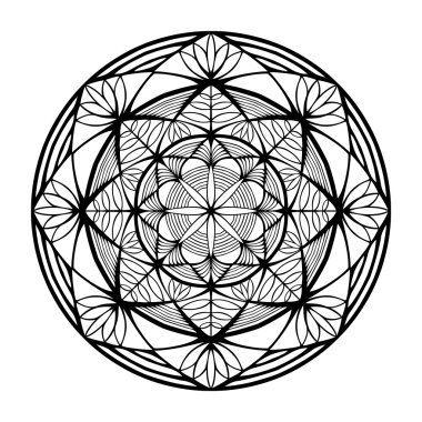 Güzel tek renkli vektör Mandala. Geometrik daire öğesi.