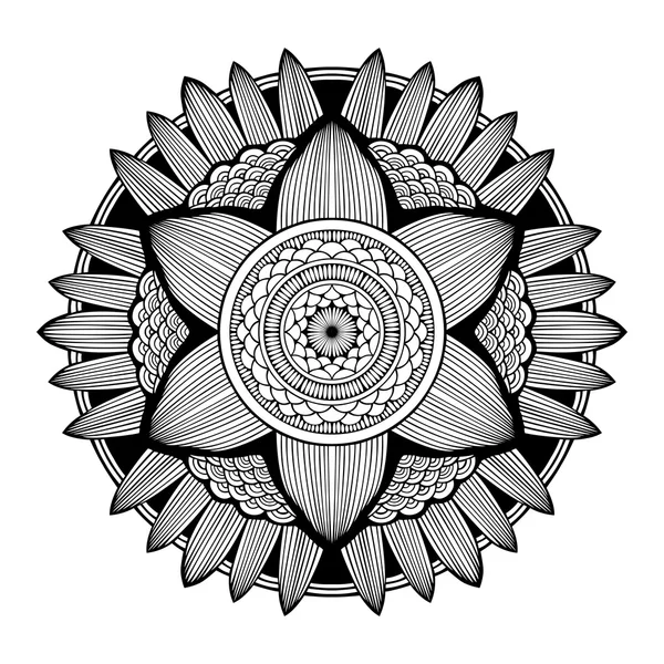 Bonito vector monocromo Mandala. Elemento círculo geométrico . — Archivo Imágenes Vectoriales