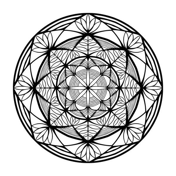 素敵な白黒ベクトル マンダラ。幾何学的な円の要素. — ストックベクタ