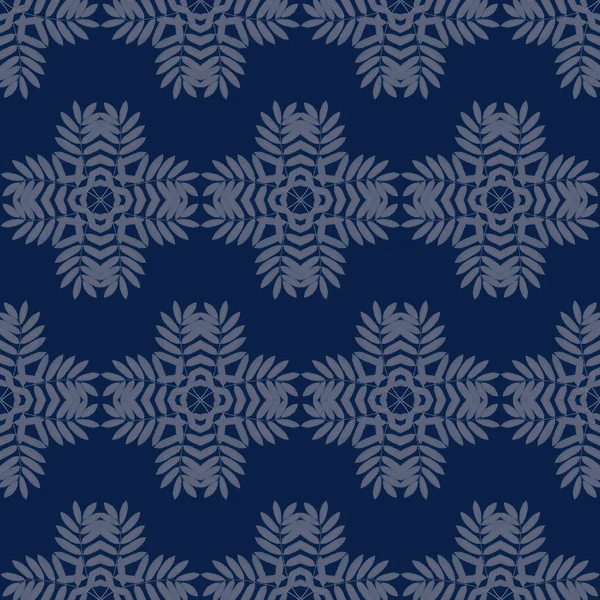 Nahtlose Muster drucken. Mandala Blätter mit blauem Hintergrund. — Stockfoto